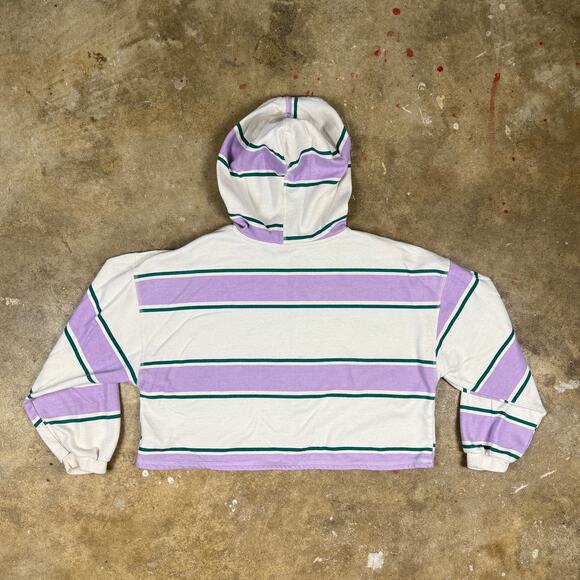 Public‎ Library Cropped Hoodie XS The Hamptons Long Island Striped Purple White - Picture 4 of 10